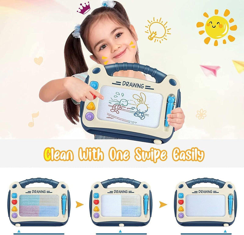 Mumoo Bear Toddler Toys, Magnetic Drawing Pad Doodle Board Educational Learning Toy For 1 2 3 Year Old Kids Birthday Gift (Blue)