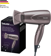 Beurer HC17 Compact Hair Dryer | Lightweight Hairdryer with Folding Function | 2 Heat & Blower Settings | 1300 Watts | Overheating Protection & Professional Nozzle | Foldable Handle for Travelling
