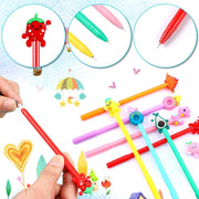 Black Ink Gel Pen Bulk, 50 Pcs Random Cartoon Cute Gel Ink RollerBall Pens Bulk Assorted Styles Novelty Writing Pen for Kids Gift School Office Home Supplies Present
