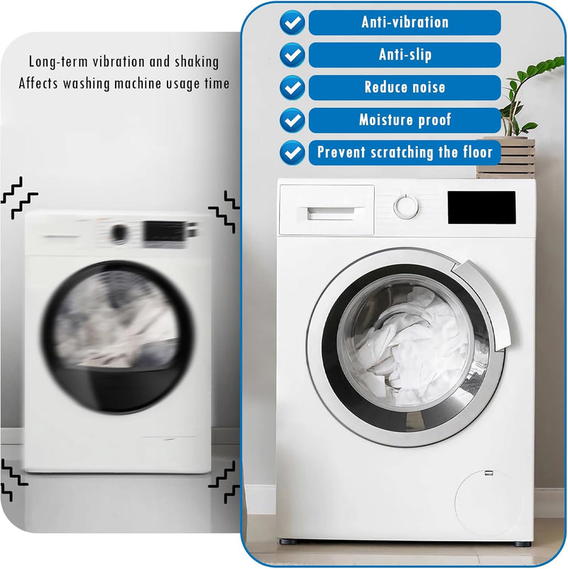 Cxqbsmy 4 Pcs Washing Machine Suction Cup Heightening Pad, Moisture Proof Shockproof and Anti-Slip Silion Pads for All Washing Machine Refrigerator Dishwasher Dryer, Support 150 KG(Black)