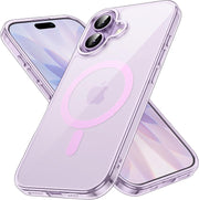 JETech Magnetic Case for iPhone 17 6.3-Inch Compatible with MagSafe, Shockproof Phone Bumper Cover, Anti-Scratch Clear Back (Clear) - Purple