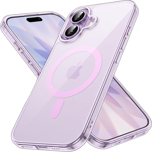 JETech Magnetic Case for iPhone 17 6.3-Inch Compatible with MagSafe, Shockproof Phone Bumper Cover, Anti-Scratch Clear Back (Clear) - Purple