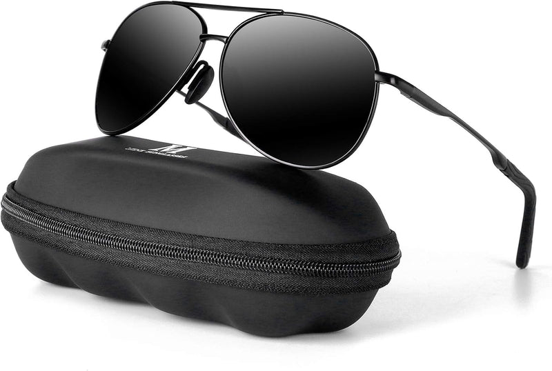 Aviator Sunglasses for Men Polarized Women UV Protection Lightweight Driving Fishing Sports Unisex glasses MX208 - Black Frame Black Lens