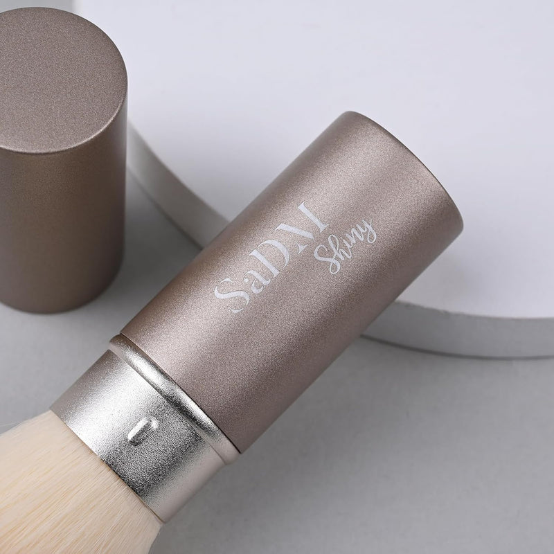Retractable Kabuki Makeup Brush - Blender Brush for Powder, Cream, Liquid Foundation, Sunscreen, Blush Blending & Bronzer - Professional Make Up Brush - Full Face Makeup Brush - Vegan & Cruelty Free