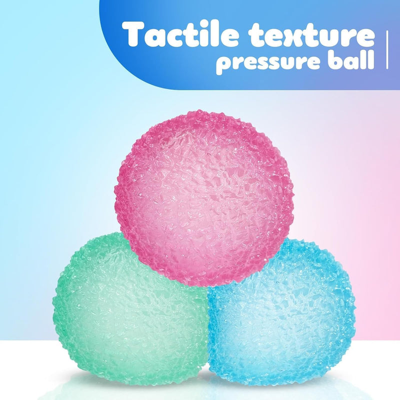 SLEEPHEAD 3pc Stress Balls for Adults, Squishy Ball Sensory Textured Memory Gel Fidget for Kids/Adults Hand Exercises, Valentines Day Party Favors Anxiety Relief Squeeze Ball(1.57)