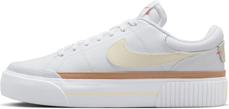 Court Legacy Lift womens LACED SHOES - WHITECOCONUTMILK-HEMP-LTCRIMSON