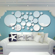 Sulfar 26 Pcs Acrylic Polka Dot Wall Mirror Stickers DIY Decorative Art Decals for Home, Party, Bedroom & Living Room Mural