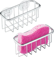 Interdesign Gia Suction Kitchen Sink Caddy, Sponge Holder For Kitchen Accessories - Satin - Polished Set of 2