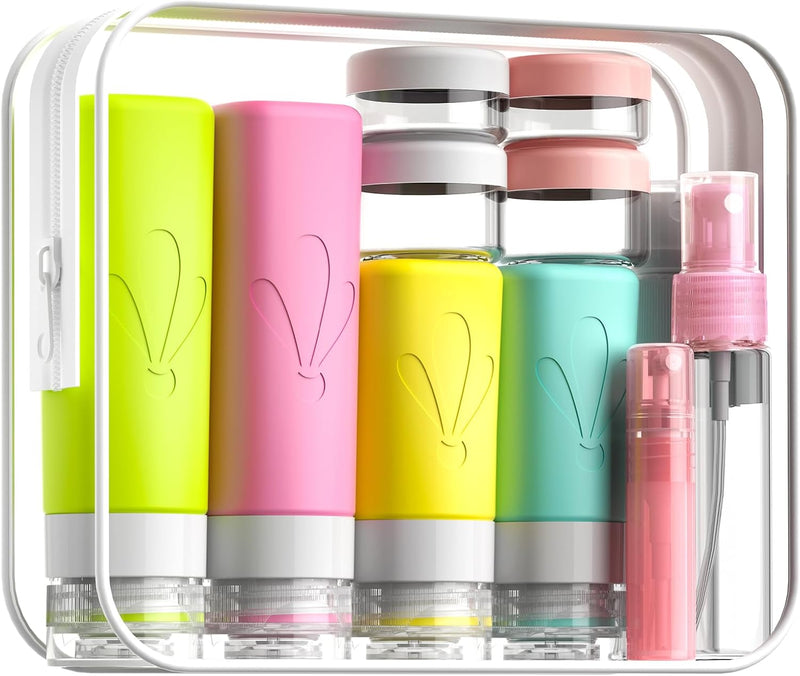 INSFIT Silicone Travel Bottles Set, 17 Pack Travel Size Toiletries, Leakproof Travel Bottles for Toiletries, Travel Accessories for Women, Airplane Travel Essentials, Travel Containers for Toiletries