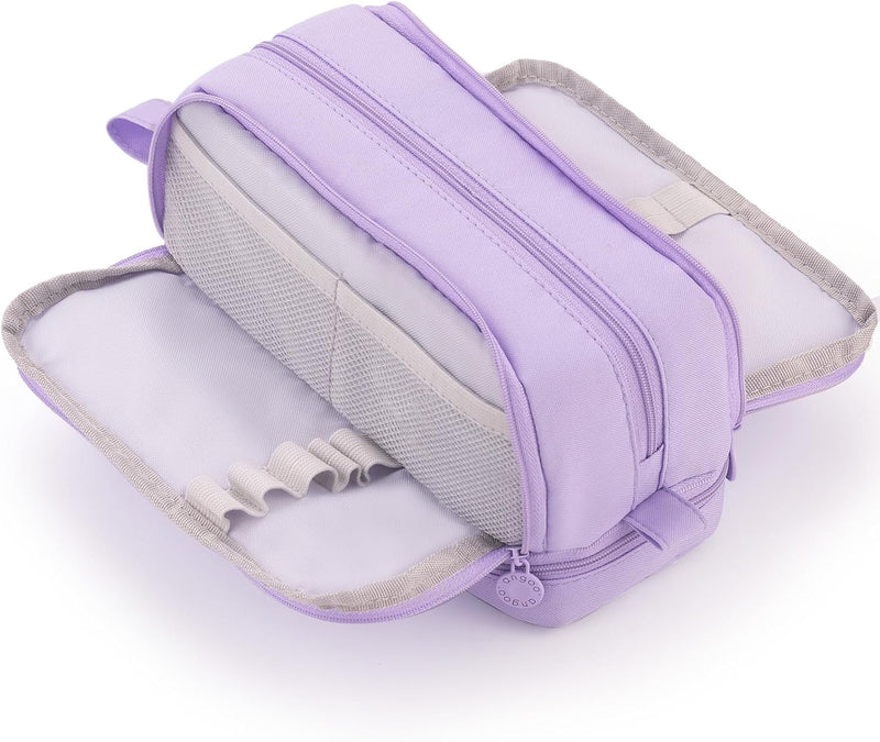 CICIMELON Large Capacity Pen Pencil Case with 4 Compartments, Multi-Slot Pencil Pouch Bag - Purple