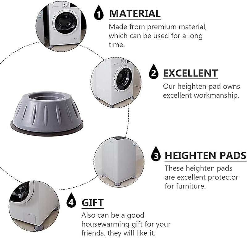 ELITE Anti Vibration Pads for Washing Machine and Dryer Shock, Noise Reducing and Anti Slip Anti Vibration Rubber Washing Machine Feet Pads, Anti-Walk Dryer Washer Vibration Pads (4 Piece)