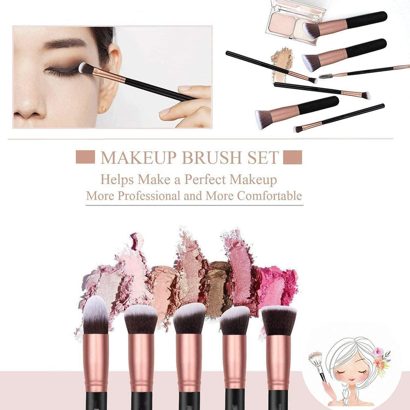 Coolbaby 14-piece makeup brush set rose gold/black