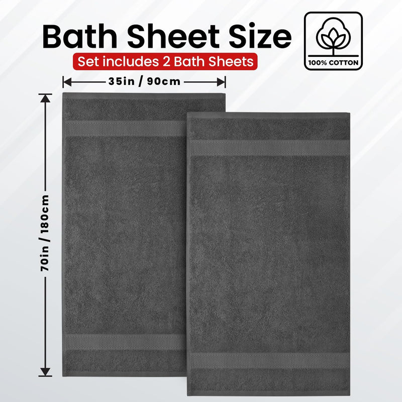 Infinitee Xclusives Premium Bath Towels Set Pack of 4-100% Ring Spun Cotton Bath Towels 70cm x 140cm - Highly Absorbent Durable Towels, Perfect for Daily Use (Charming Grey, Bath Towels)