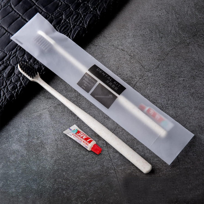 SYOSI 30 Count Disposable Toothbrushes with Mini Toothpaste Individually Wrapped, Travel Size Toothbrush Set Kit, On The Go Disposable Toothbrush for Travel, Hotel, Guest Bathroom Essentials