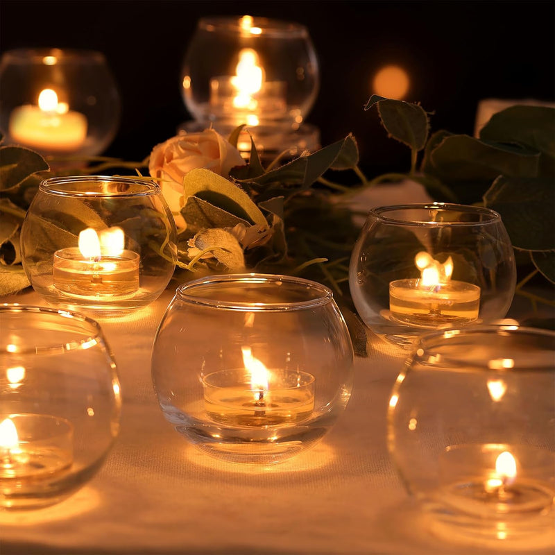 Lamorgift Clear Votive Candle Holders Set of 12 - Mercury Glass Votives Candle Holder - Tealight Candle Holder for Home Decor and Weddings/Parties Table Centerpieces