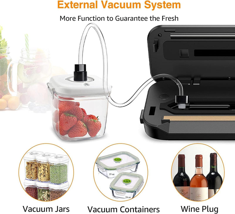 COOLBABY Vacuum Packer And Vacuum Sealer For Household And Kitchen Use, Heavy Duty 80kpa Suction, Black