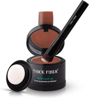 THICK FIBER Root Touch Up & Hairline Powder for Grey Root Coverage & Thin Hair Water & Sweat Resistant with Precise Brush Hair Loss Concealer for Roots, Bald Spots & Fill-In (Medium Brown) - Red Brown 0.14 Ounce (Pack of 1)