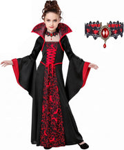 Halloween Costume for Girls, Vampire Dress with Necklace - L