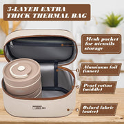 Exrp Stainless Steel Bento Box Adult Lunch Box, Portable Insulated Food Lunch Container Set with Thermal Lunch Box, 4 Separate Stackable Lunch Container for Adult Kids Men Women