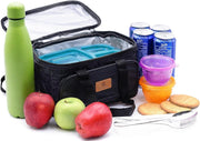 Waterproof Hot & Cold Food, Cooler for Work/School/Travel, Leak-Proof Thermal Insulated Lunch Bag (Black), 6L