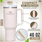 STANLA 40 oz Tumbler with Lid and Straw | Travel Mug for Iced Tea & Coffee | 100% Leakproof, Stainless Steel Insulated Tumbler for School,Office & Gym | Cup Holder Friendly Base (Cream)
