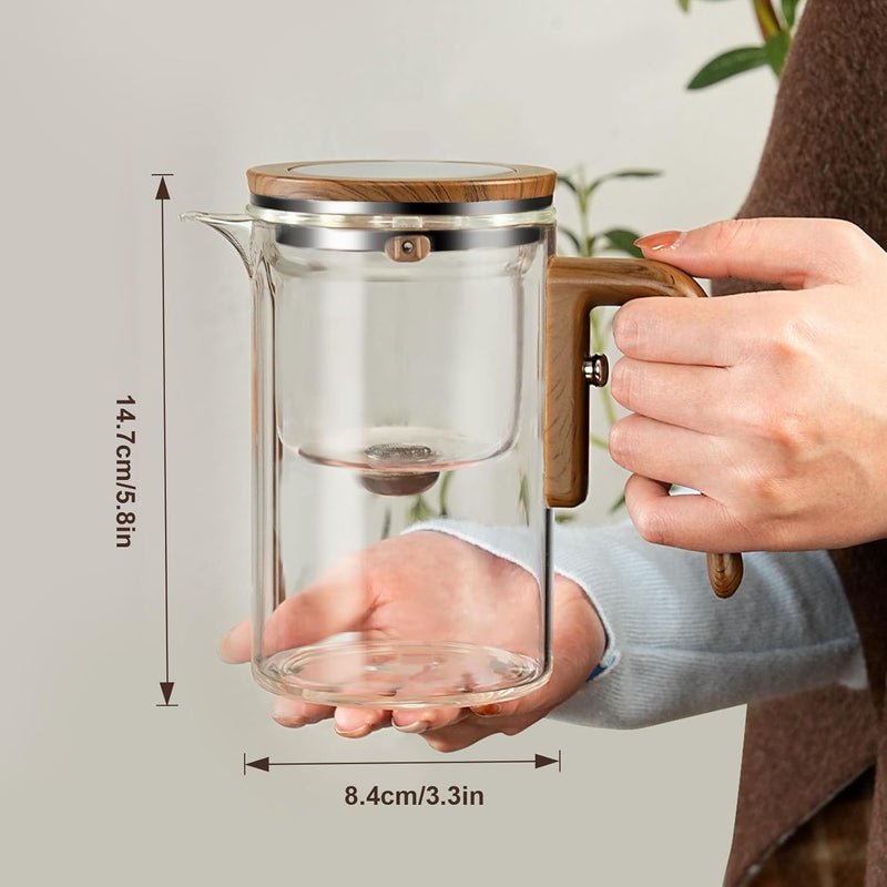 Angju Enchanti Tea Pot, Glass Teapot with Infuser, Magic Witchcraft Enchanted Tea Kettle with Strainer for Water Separation, Magical Push Control Tea Maker for Loose Leaf & Herbal Teas -600ML