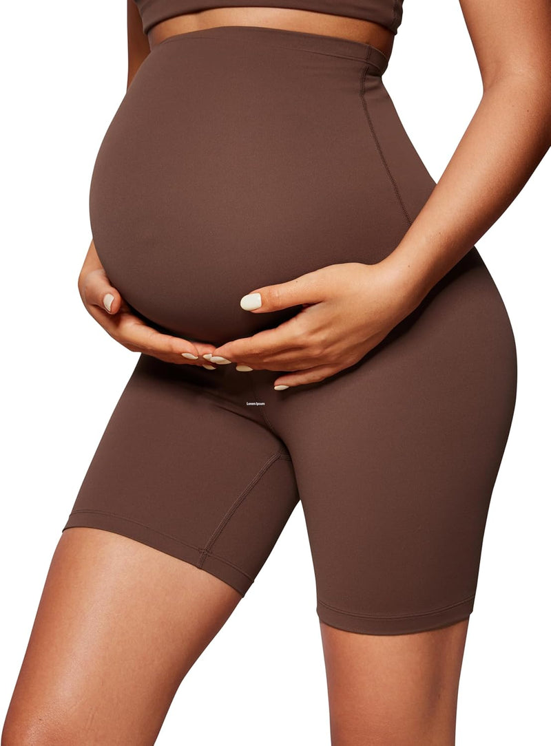 CRZ YOGA Womens Butterluxe Maternity Yoga Biker Shorts Over The Belly 4" / 6" - Pregnancy Workout Running Athletic