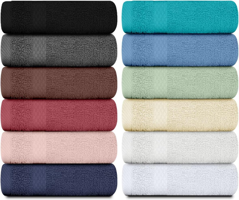 White Classic Luxury Cotton Washcloths - Small Hotel Spa Bathroom Face Towel | 12 Pack |