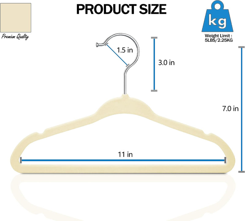 GVTECH Kids Hangers Velvet, [50 Pack] Children Cloth Durable Baby Hangers for Closet - Perfect Infant Toddler Kid Hanger for Everyday Use, Non Slip 360° Hooks for Shirt, Pant (50 Pack, Grey)