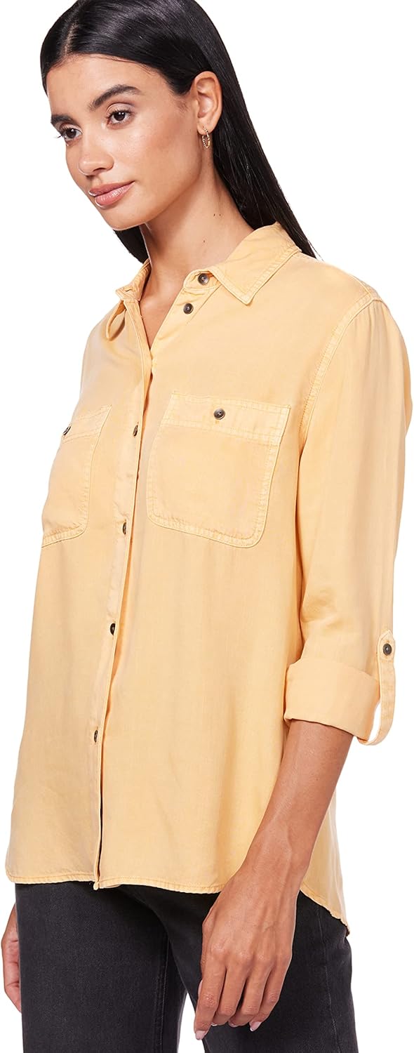Women Button-Up Shirt - Orange