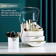 Sulfar Large Cosmetic Makeup Organizer with Drawers and Brush Organizer, Dust Water Proof Cosmetics Storage Display Case, Suitable for Bathroom Countertop and Bedroom Vanity Dresser