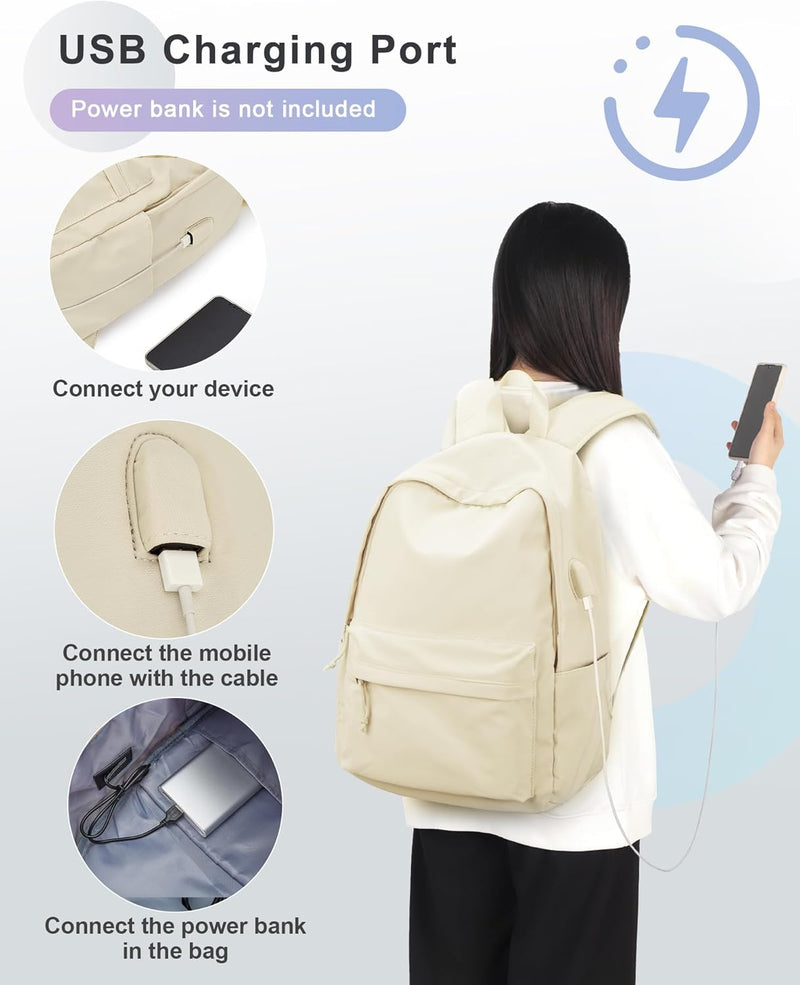 VECAVE Lightweight Casual Laptop Backpack Purse for Women,Travel Backpack with laptop compartment
