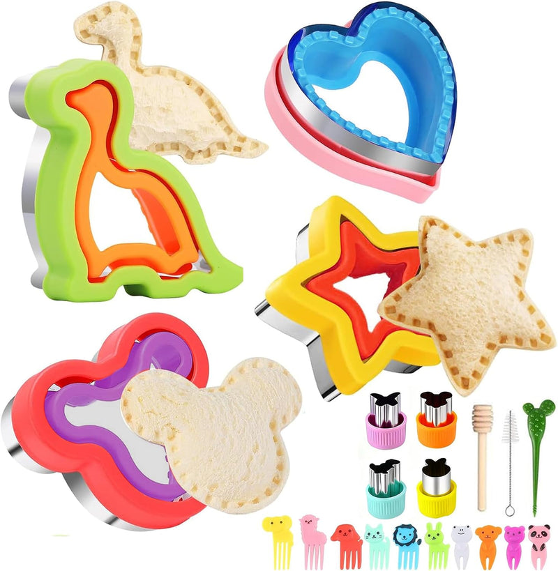 21 Pack Sandwich Cutter, Cookie Cutters and Sealer Set, Mini Vegetable Fruit Cutters, Sandwich Cutter maker Set for Kids Food Decoration Kitchen (21) - 21