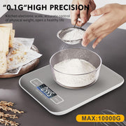 SKY-TOUCH Digital Kitchen Scale, Multifunction Food Scale With LCD Display Stainless Steel Platform, High Accuracy, Ultra Slim,Tare Function - Silver-new One size