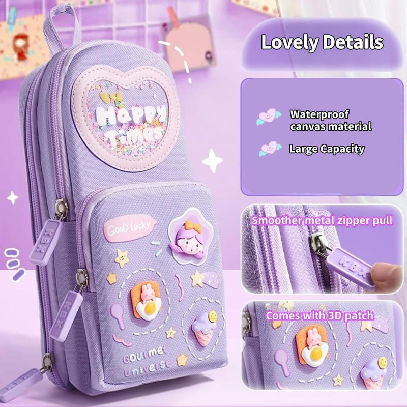Pencil Case - Large Capacity Pencil Pouch, Handheld Pen Bag, Pencil Case Cute, Makeup Pocket Small Gadget Bag, 6 Compartments Pencil Bag Gift for Office School Teen Girl Boy Men (Purple)