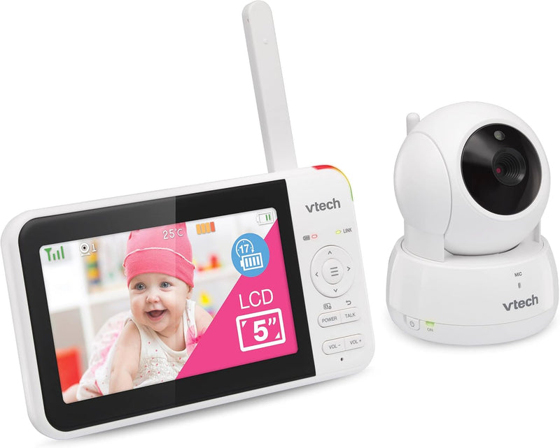 VTech VM924-2 Video Baby Monitor with 2 Cameras, Pan and Tilt, Baby Monitor with 5 Inch LCD Screen, Up to 17 Hours Battery Life, 1.33x Zoom, Night Vision, 300 m Long Range, Calming