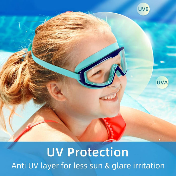 Kids Swim Goggles for Toddler Kids Youth, Anti-Fog Waterproof Anti-UV Clear Vision Water Pool Goggles Comfort for Age 6-14