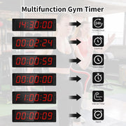 Countdown Timer, Gym Timer with Start/Stop Button, Portable Digital Stopwatch with Remote Control, Interval Timers, Large 12/24H LED Clock for Workout, Sports, Home, Gym