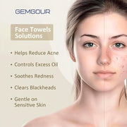 GEMGOUR Disposable Face Towels For Woman - Dry Face Wipes for Sensitive Skin, Super Face Tissues, Ultra Soft Cotton Tissue, Makeup removal Wipes, Acne-Prone Skin, Clean Towels XL (50 Count) 25x30Cm