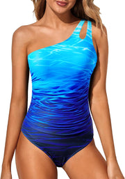 Holipick womens Classic One Piece Swimsuit - Blue Gradient