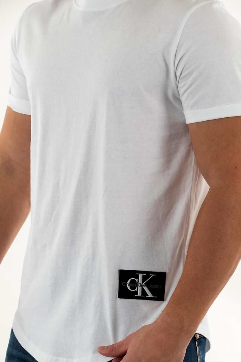 Calvin Klein Jeans Men's Badge Turn Up Sleeve S/S Knit Tops