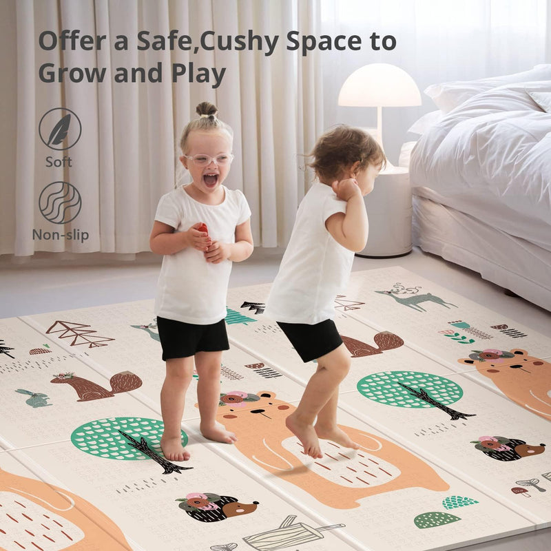 UANLAUO Foldable Baby Play Mat, Extra Large Waterproof Activity Playmats for Babies,Toddlers, Infants, Play & Tummy Time, Foam Baby Mat for Floor with Travel Bag, Indoor Outdoor Use (71" x 79")