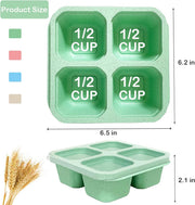 4Pcs Bento Lunch Box, Wheat Straw Snack Box Container, 4 Compartment Snack Lunchable Containers, Reusable Divided Bento Snack Box, Meal Prep Lunch Containers for School, Work Travel,Nuts Candy Fruit