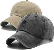 Baseballkappe fr Vater, Vintage-Stil, gewaschen, Used-Look, fr Damen und Herren, 1/2 Stck - Black+khaki(washed) 2