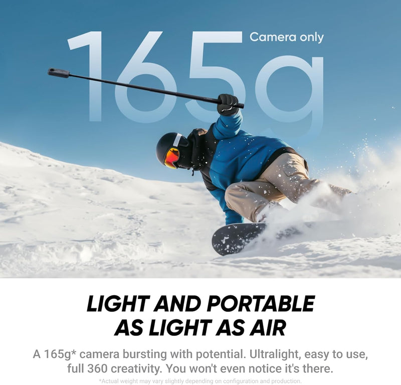 X4 Air Road Cycling Bundle (Independent) - Light 165g 8K 360 Camera, Invisible Selfie Stick, Replaceable Lenses, Shoot First & Frame Later, Built-in Wind Guard, Stabilization, AI Editing