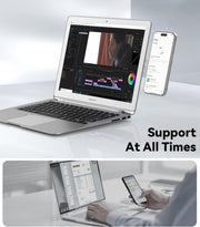 CloudValley Magnetic Phone Holder for Laptop, Adjustable Phone Monitor Side Mount for iPhone 14/13 Series / 12 Pro Max/ 12 Pro/ 12 Mini, Slim Portable Foldable Computer Expansion Bracket, Silver - Silver