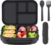 Amathley Lunch Box Kids,Bento Box Adult,Leakproof Lunch Containers for Adults/Kids/Toddler,1200ML-4 Compartments bento Lunch box with Utensil,Microwave & Dishwasher & Freezer Safe(White) - Dark Gray