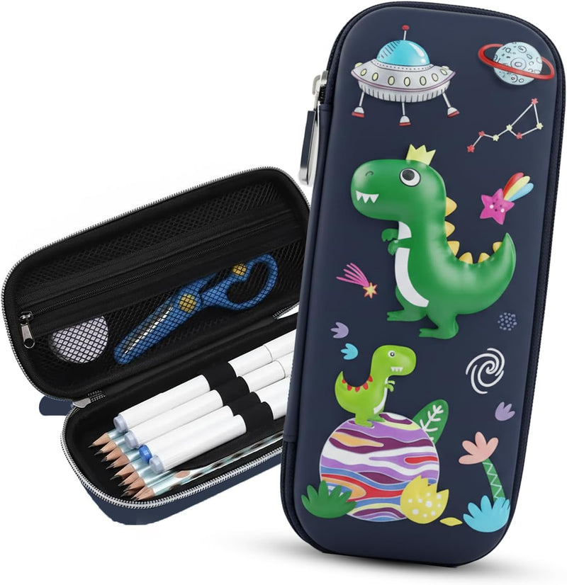 3D EVA Pencil Case Organizer - Cute Dinosaur Design for Kids, Boys, Girls, Teens - Large Capacity School Supply Organizer, Durable Hard Shell Pen Box, Stationery Pouch for Students