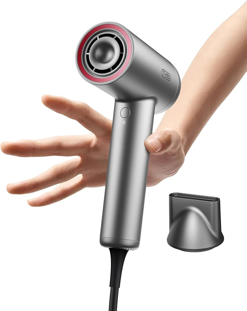 TYMO Hair Dryer Ionic - Blow Dryer with 100 Million Negative Ions and 23m/s Strong Wind Power, Super Light at Only 380g, 110,000 RPM Brushless Motor, 12 Mode Combinations, Home & Travel, AIRHYPE LITE