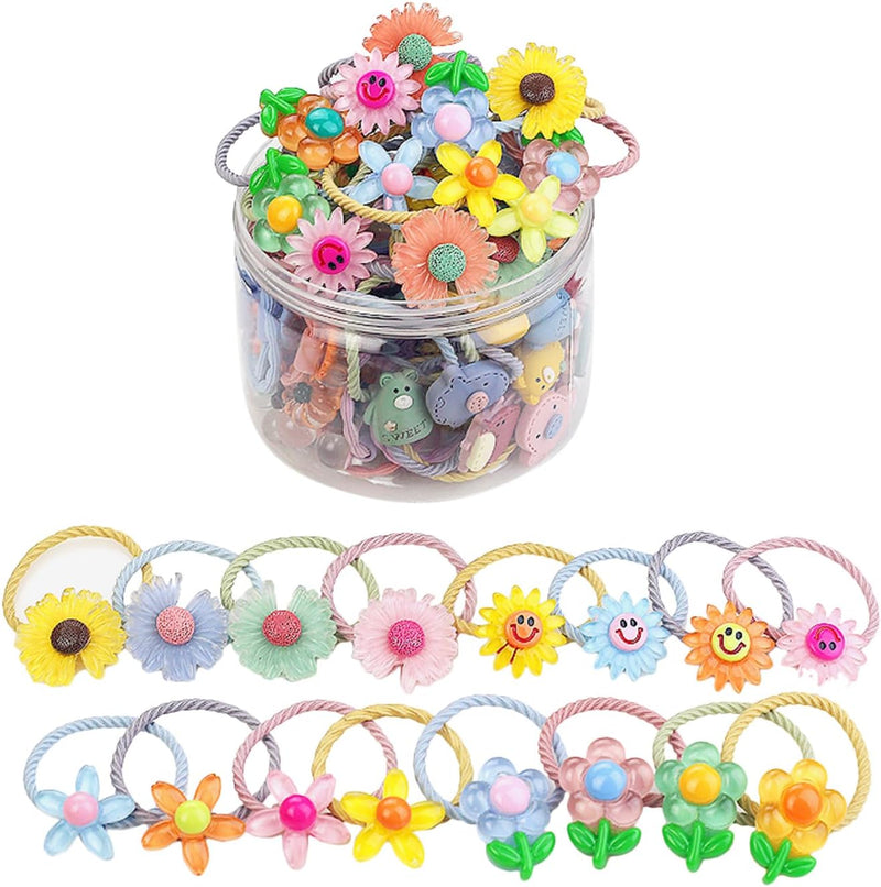 Shining Diva Fashion 20 pcs Combo Elastic Hair Bands Ties Accessories for Kids Baby Girls Women - 30 pc Combo Box of Flowers
